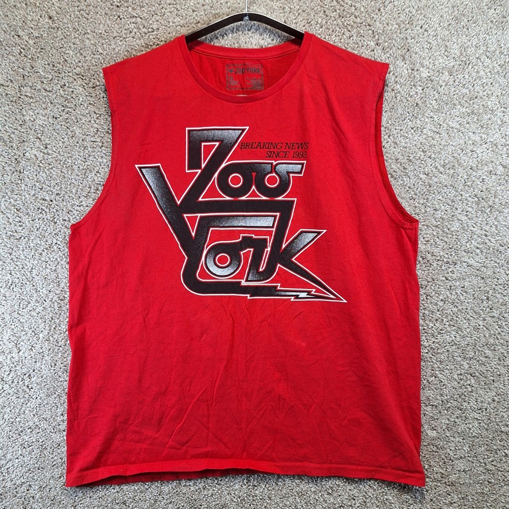 Zoo York Muscle Tee Men XL Red Breaking News Graphic Sleeveless Streetwear